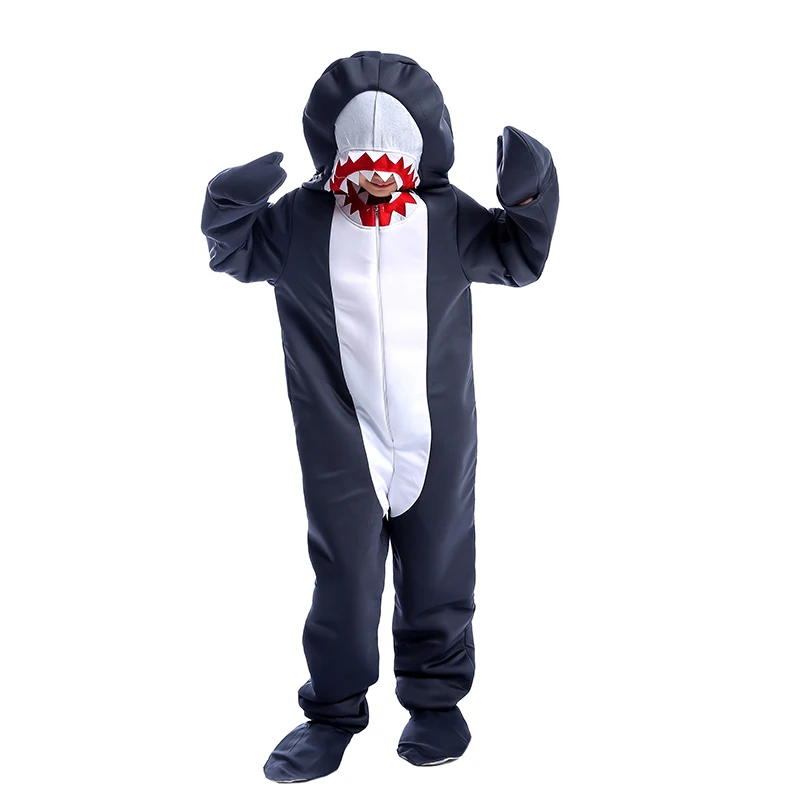 Детский костюм акулы с хвостовой комбинезон одежда на Хэллоуин Молния Спереди