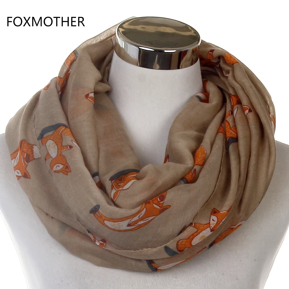 Шарф FOXMOTHER милый легкий розовый темно синий коричневый серый с рисунком