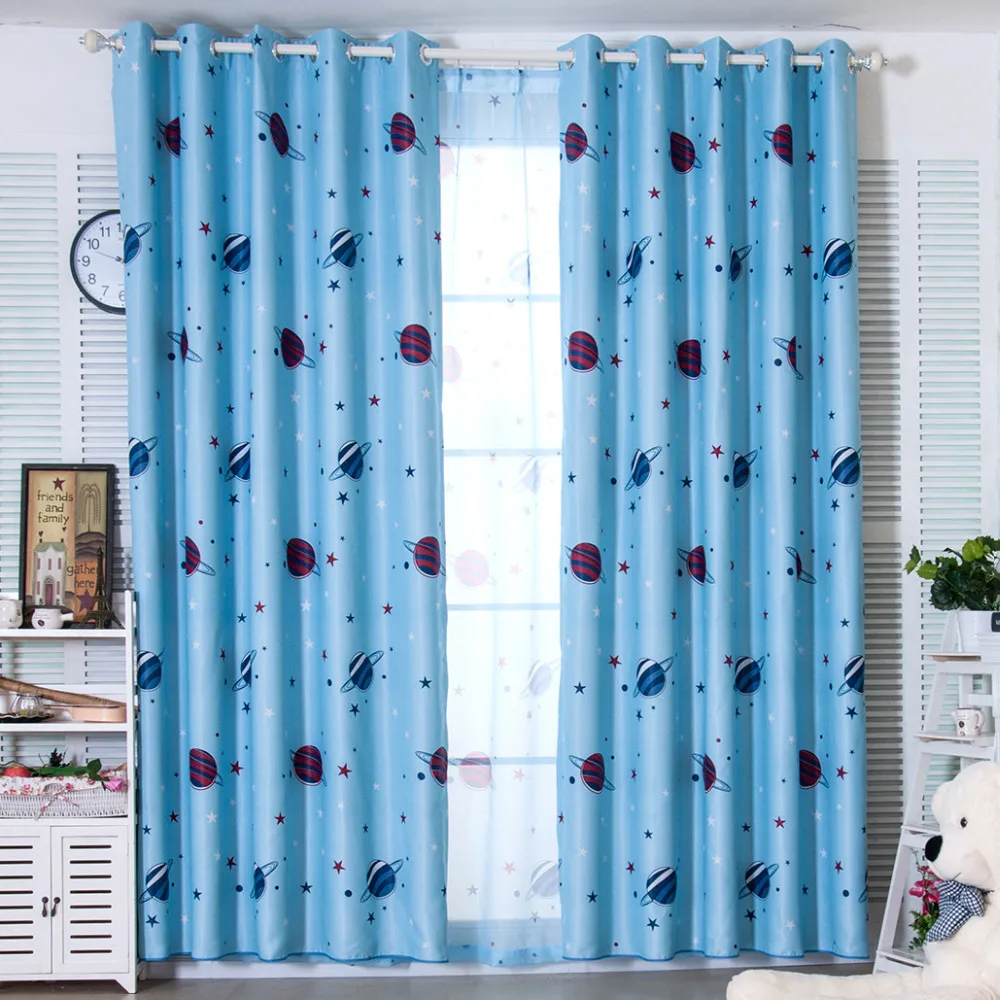 Последние 2 вида цветов синие Мультяшные шторы для мальчиков спальни детей