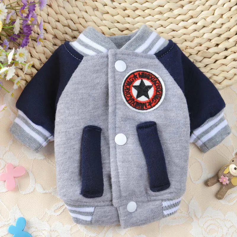 Gray Теплая одежда для домашних животных бульдог Весна Осень Одежда для домашних собак для маленьких и средних собак пальто бейсбольная одежда для щенков для собак Ropa Perro - Цвет: Gray