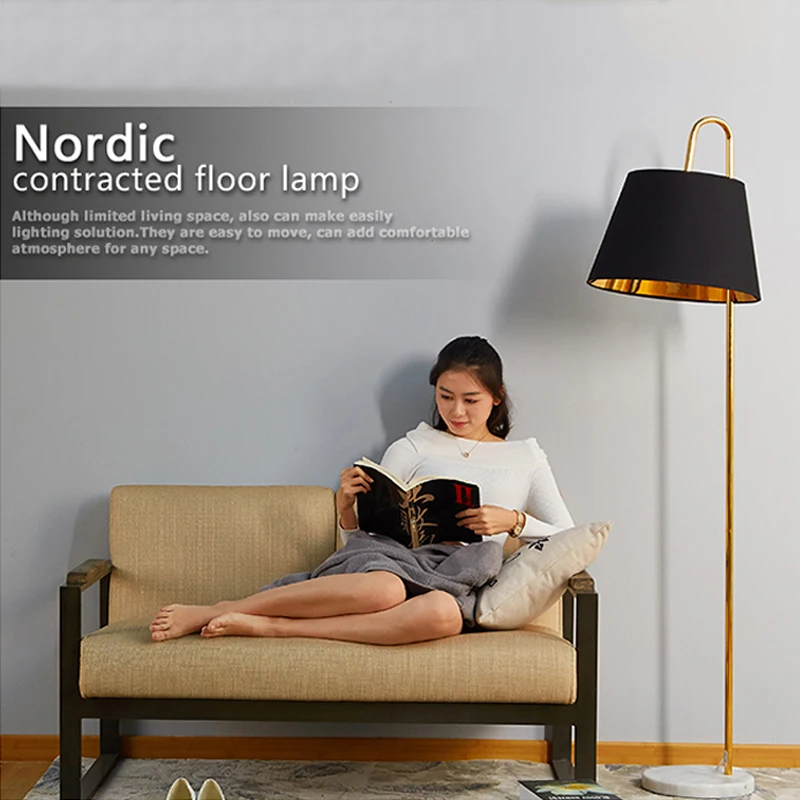 

SGROW Nordic Fabric Lampshade Floor Lamp Light Fixture Marble Base Standing Lights Indoor Lighting for Bedroom Living Room Lamps