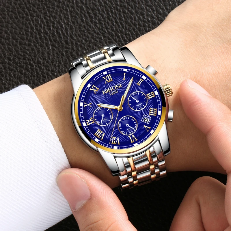 NIBOSI Montre Homme топовые Роскошные Брендовые мужские часы деловые золотые кварцевые