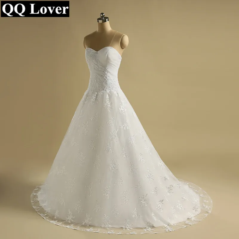 Кружевное платье без бретелек QQ Lover плиссированное свадебное с аппликацией