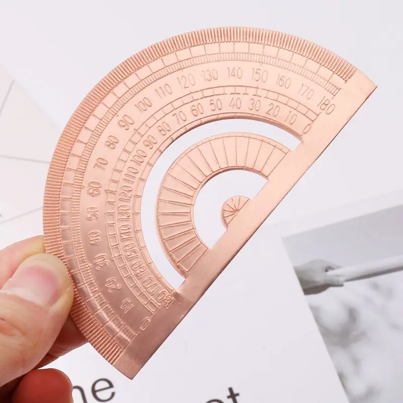 

Retro Copper Protractor Ruler Semicircle Drawing Measurement Math Geometry Tool For Students Stationery