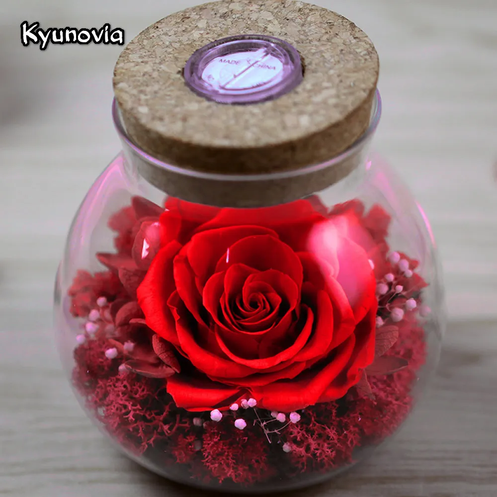 Стеклянная крышка для Дня Святого Валентина Kyunovia свежая роза ночное освещение