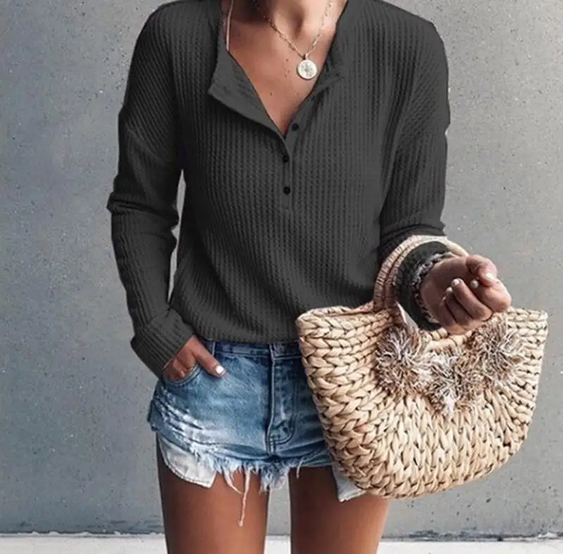Knitting pullover Button V Neck Sweater Women Autumn Winter 2019 Jumper Female Top White Long Sleeve Cotton Knitwear Clothes | Женская