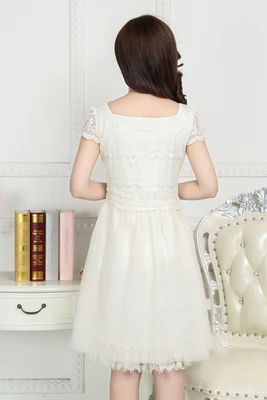 Летнее розовое кружевное платье Mary style Сетчатое плиссированное с коротким