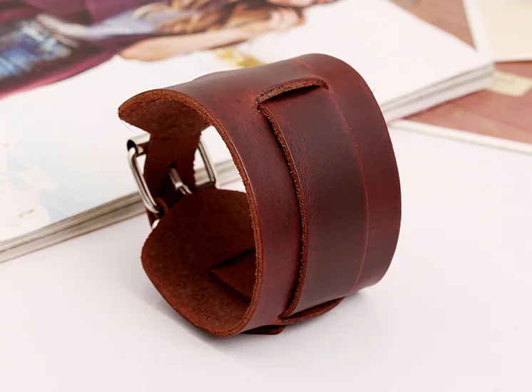 Новый модный винтажный браслет Сплав Широкие магнетические кожаные браслеты для