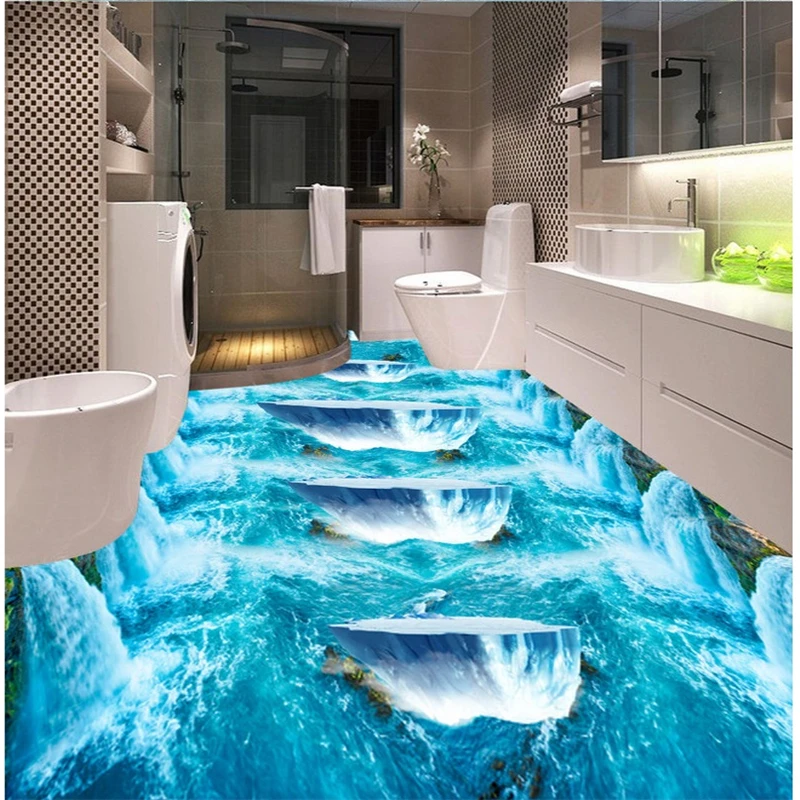 3d ПВХ настенное покрытие стикер водопад вода плавающий остров живопись обои для