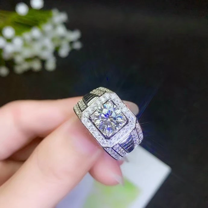Мускулистое силовое кольцо с мигающим муассанитом обручальное свадебное