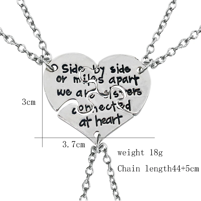 

BFF Fashion Best Friend Necklace 3 Piece Suit For Women Peach Heart Carving Stitching Pendant Sister Friendship Jewelry