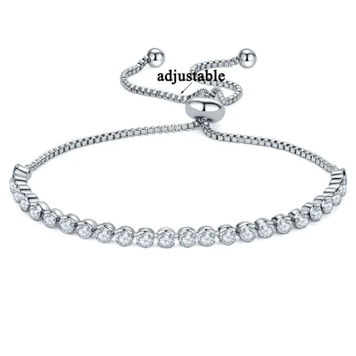 1262 Silver Color Теннисный браслет 19 см женские ювелирные изделия Braslet женский серебряный цвет Теннисный Кубический Цирконий Очаровательные браслеты - Окраска металла: 1262 Silver Color