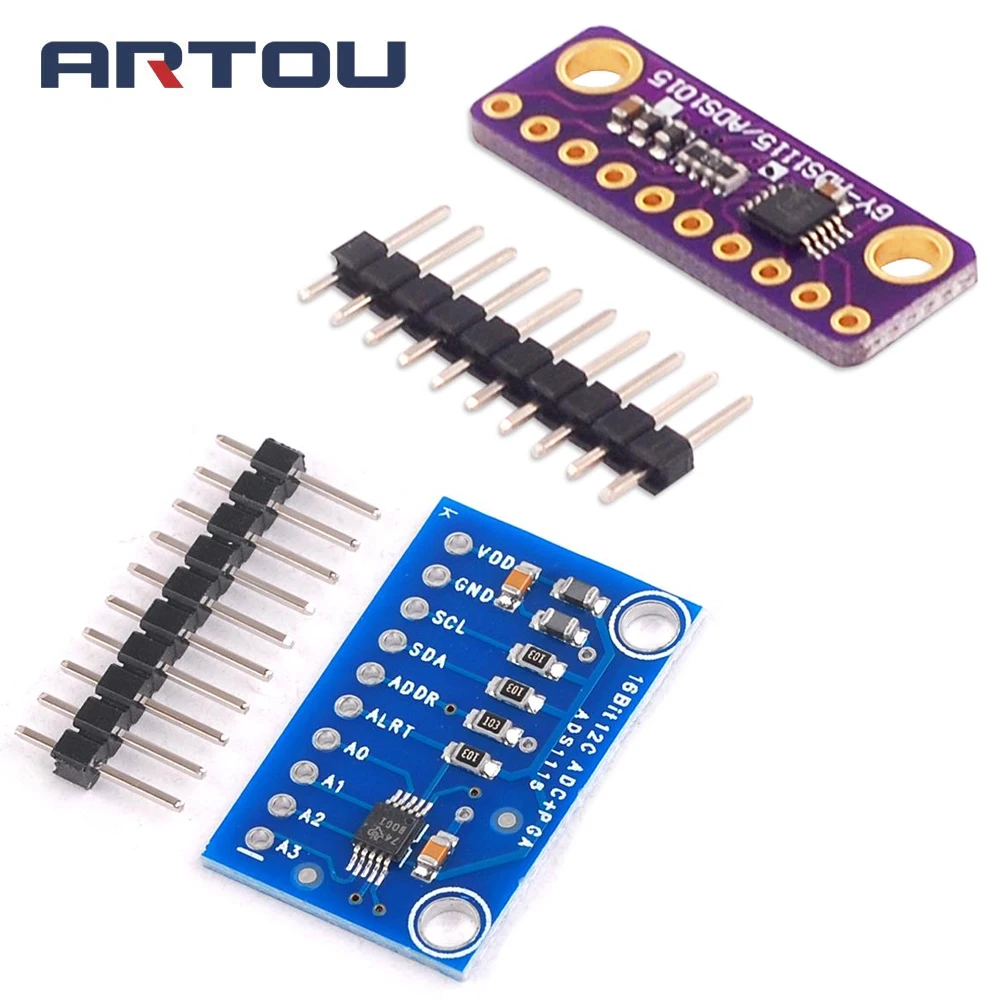 I2C ADS1115 16 бит ADC 4 канальный модуль с программируемым усилителем 2 0 В до 5 для Arduino