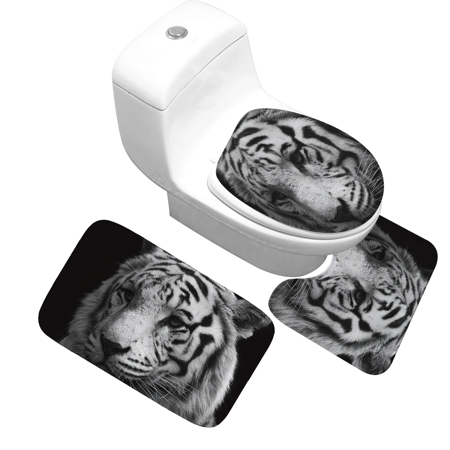 Zeegle Leopard Tiger 3 шт./компл. фланелевый коврик для ванной коврики нескользящий туалета