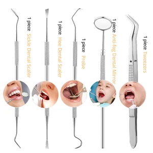 Стоматологическое зеркало из нержавеющей стали, набор инструментов для ухода за зубами, зонд, пинцет, мотыга серповидный скалер