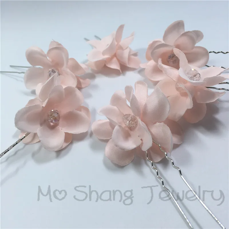 Заколки для волос 6 шт. модные u-образные прозрачные розовые с цветами женщин