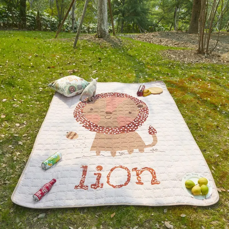Lion 1,4*2,0 м INS детский коврик Детские тренажерные залы игровой коврик водонепроницаемый мультяшный Напольный Коврик Прямоугольный детский коврик для лазания Открытый коврик для пикника - Цвет: Lion