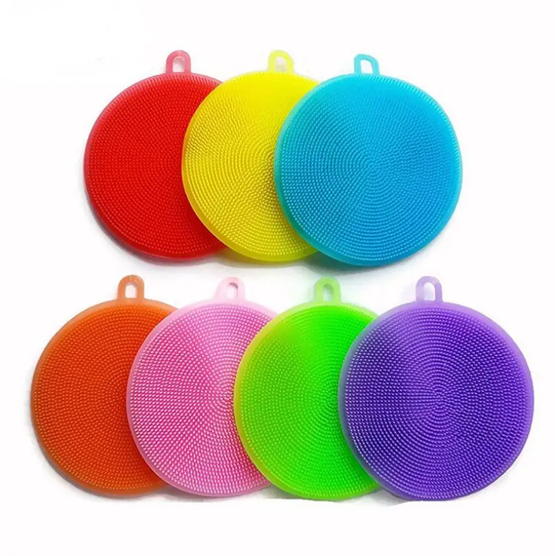 

Multipurpose Silicone Sponge Dish Washing Brush Scrubber Food-Grade Antibacterial LX4116