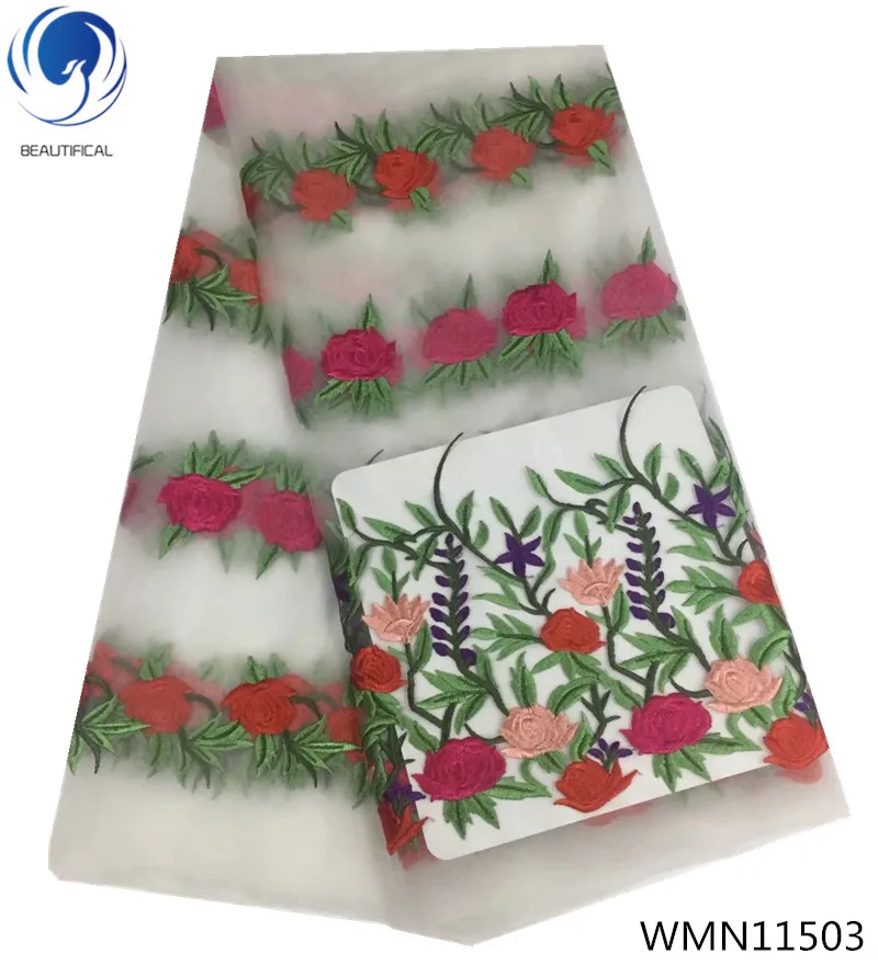 

BEAUTIFICAL African Tulle Mesh Lace Fabric with Embroidery French Tulle Lace Free shipping WMN115
