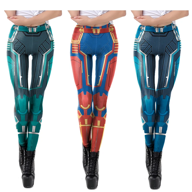 2019 Captain Marvel Carol Danvers Costumes Cosplay 3D Print Pants Avengers: Endgame Halloween Women Tights Elastic Legging | Тематическая