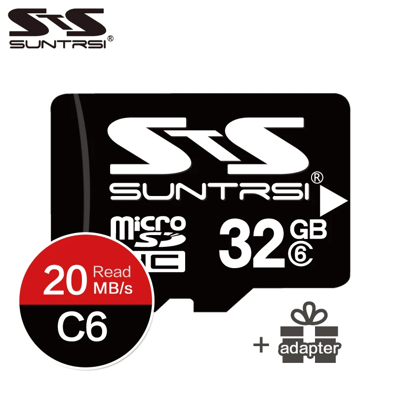 Suntrsi Micro SD карта 32 Гб 16 Гб SDHC+ Class 6 C6 TF usb флэш-карта памяти 8 ГБ 4 ГБ продукт высокая скорость для телефона камеры - Емкость: 32gb with adapter