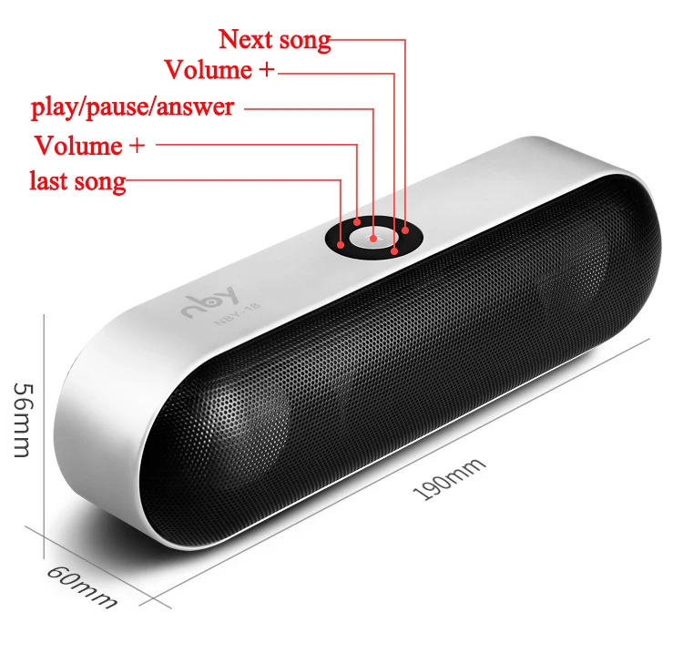Nby-18 портативный Bluetooth динамик с FM радио Беспроводной 3D стерео звук Динамик объемное звучание Системы музыкальная шкатулка открытый Динамик s