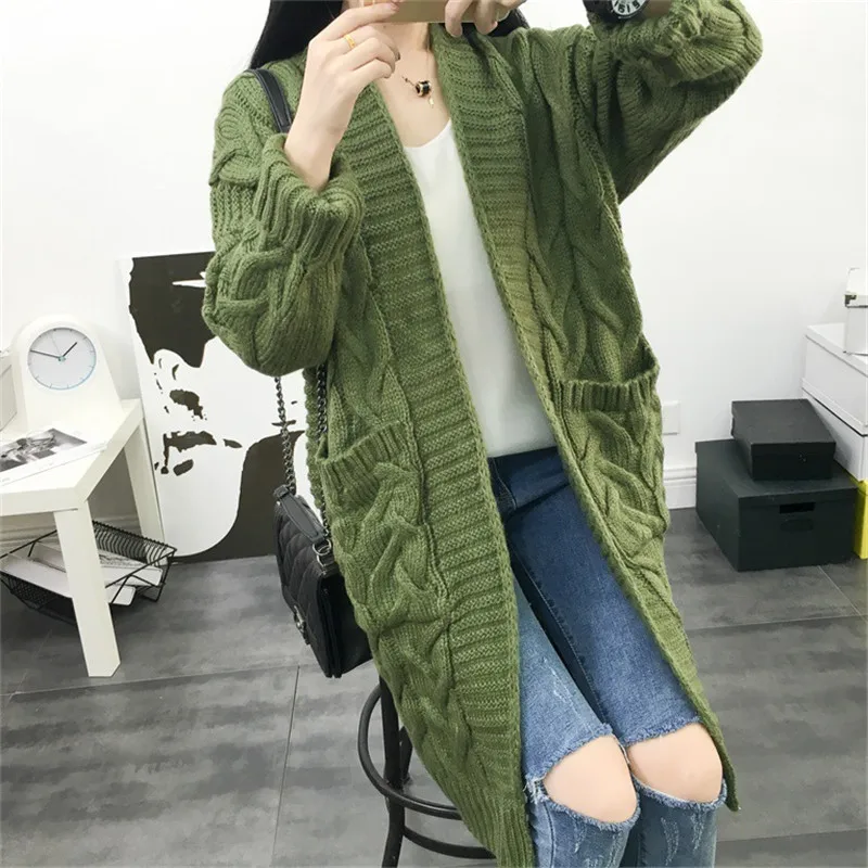 Neploe Loose Sweater Women Outwear Solid Pockets Long Sueter Mujer Cardigan Korean V-neck Sleeve Thick Chaqueta 68144 |