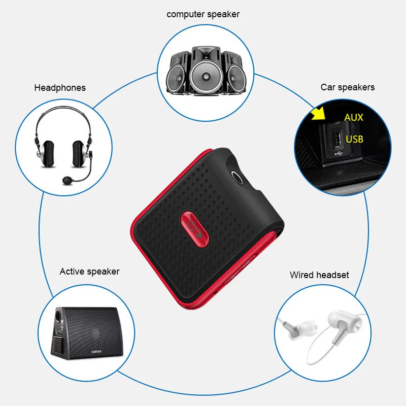 Беспроводной Bluetooth 4 1 приемник музыкальный аудио адаптер 3 5 мм разъем Hands free AUX