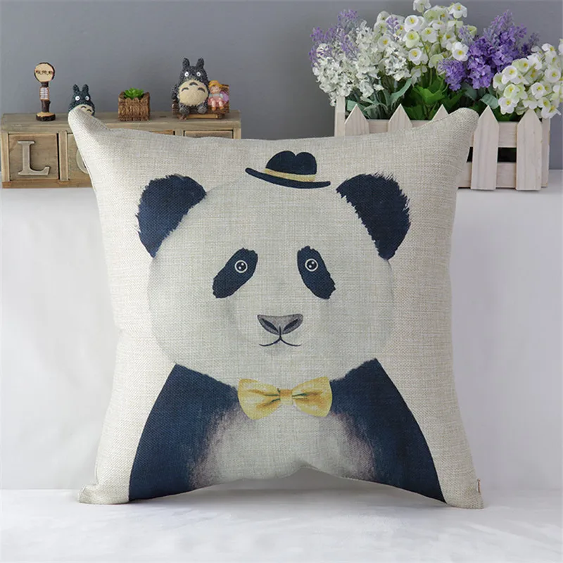 18 &quotквадратная забавная подушка из хлопка и льна с изображением Льва панды