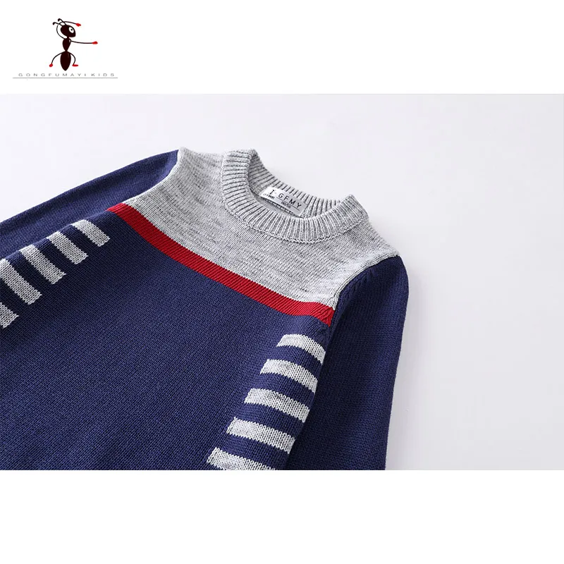 2018 Kung Fu Ant winter Autumn Patchwork Pattern Casual Style Winter Knitted Boys Sweaters for Hot Students 4T-10T Baby Clothes |