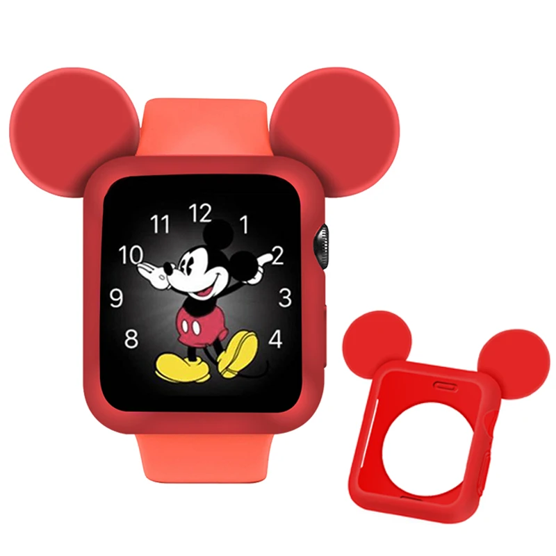 Чехол для часов с рисунком Микки из мультфильма apple watch case 40 мм и 4 44 защитный чехол
