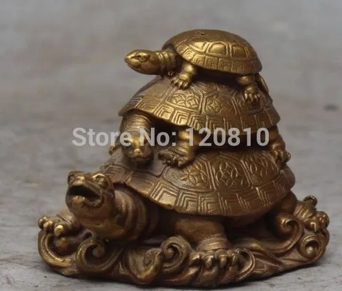YM 324 5" Chinese Bronze Auspicious Feng Shui Wealth Animal 3 Turtle tortoise Statue | Дом и сад
