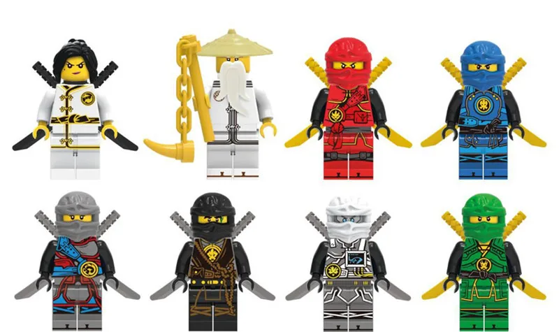 8 шт. Ninjagoes строительные блоки Джей Зейн ня Ллойд Nuckal Chokun Скелет ниндзя с оружием кирпичные игрушки для детей - Цвет: 1613