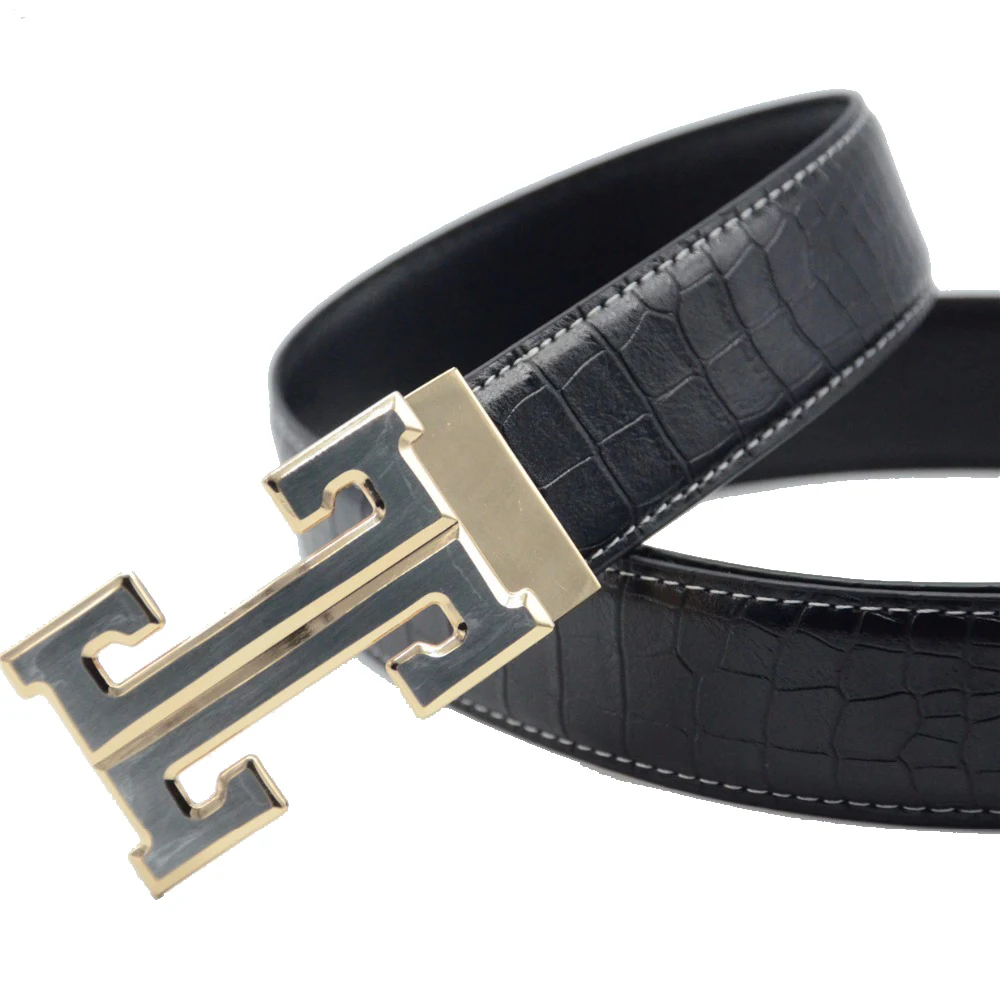 2016 мужская Крокодил Кожаный бренд h мужской ремень гладкой Пряжкой пояса