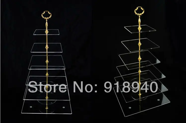 6 Tier Clear Acrylic Square Glass Tiered Cupcake Stand Plexiglass cake stand Free Fedex | Cake Tools