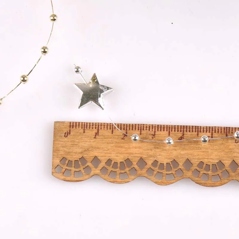 Леска звезда узор искусственный Серебряный/золотой бисер цепочка гирлянда Цветы