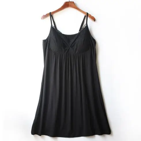 black Новые мягкие удобные женские ночные рубашки, летние короткие ночные рубашки без рукавов, модель дамской пижамы, платье с нагрудной накладкой A787 - Цвет: black