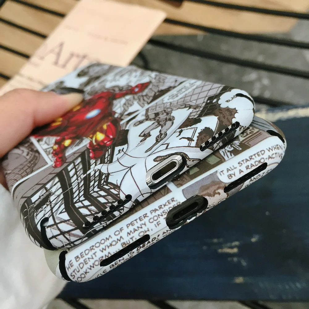 Жесткие чехлы для телефонов IPHONE X 6 S 7 8 PLUS Капитан Америка Спайдермен Супермен
