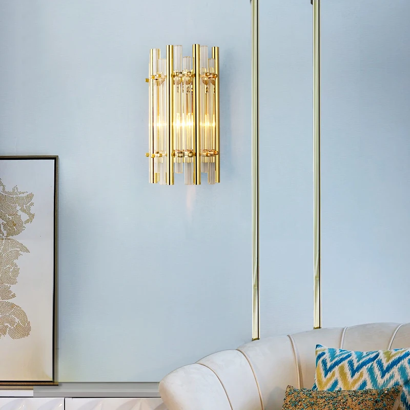Гостиничная комната Золотая трубка бра свет роскошное стекло настенный