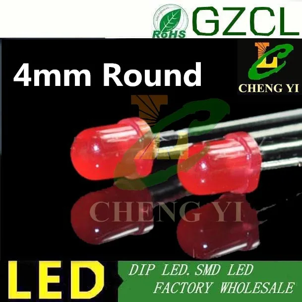 1000 шт. Бесплатная доставка зеленый 4 мм DIP led диффузный круглый 2-контактный диод 2