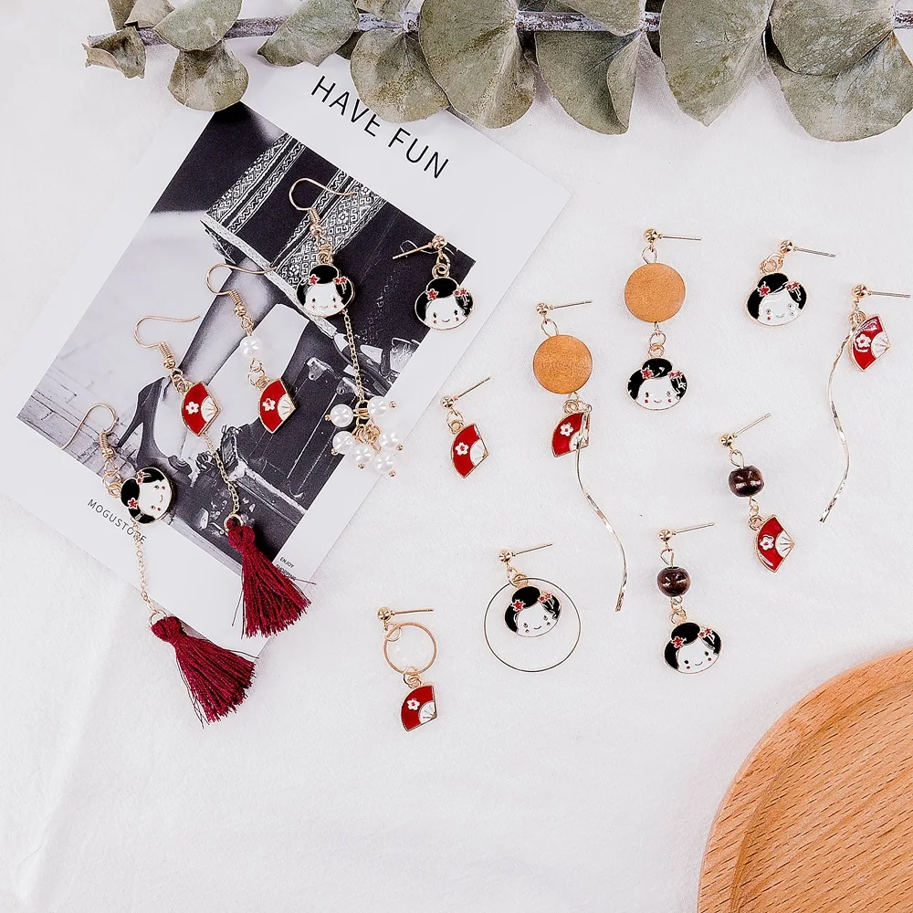 Серьги в японском этническом стиле женские серьги-подвески с искусственным