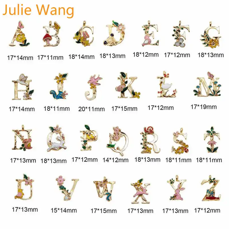 Julie Wang 6 шт. золотистые тона с 26 буквами эмаль красочные афабеты ожерелье подвеска