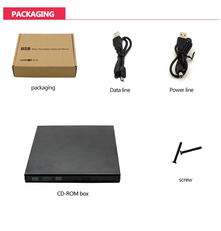 9,5 мм USB 2,0 SATA Внешний привод DVD CD DVD-Rom Чехол Коробка привода для ноутбука внешний портативный жесткий диск HDD корпус