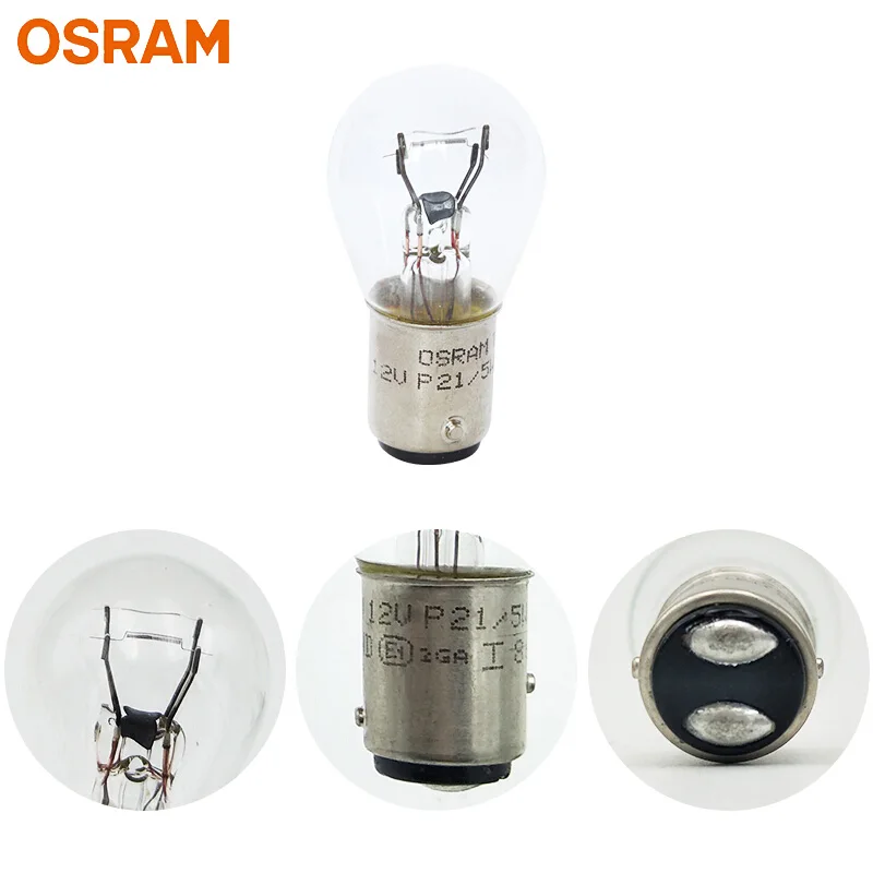 OSRAM 12V 7528 P21/5 W S25 21/5W стандартные металлические основания светильник сигнала поворота парковочная лампа OEM авто Стоп-лампа 10 шт