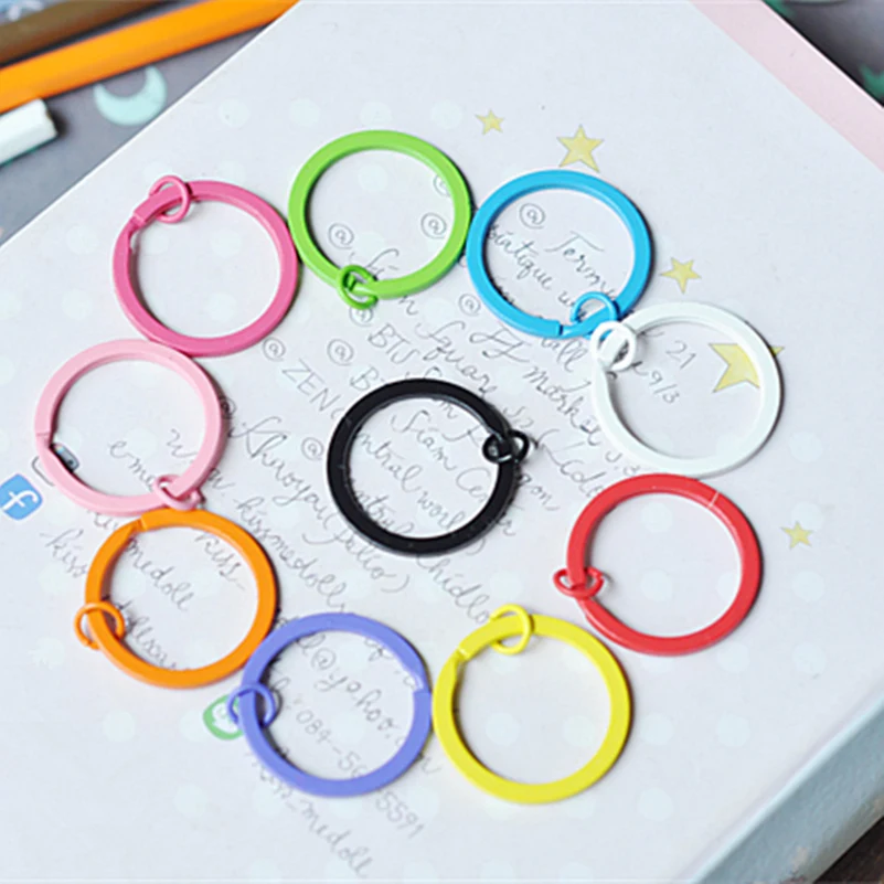 Tanduzi 20PCS Metal DIY Accessories Color Painted Key Ring Split Fluorescent Candy Keychain Chains 30MM Decoden | Дом и сад