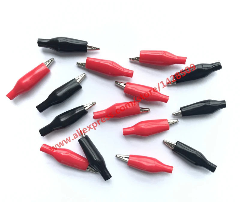 

50pcs 35MM Metal Alligator Clip G98 Crocodile Electrical Clamp For Testing Probe Meter Black Red With Plastic Boot