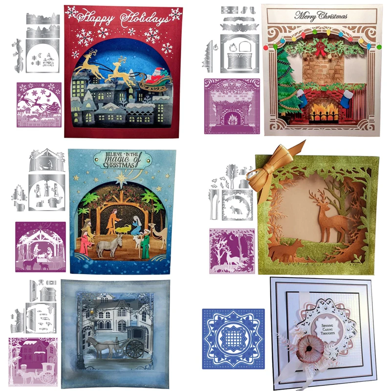 Сборка сцены умирает с рождественской тематикой для металлические высекальные