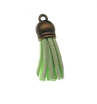 light green 10 штук 39 мм замшевые Ленточки брелок-Шарм выше колена из искусственной кожи с кисточками с металлические бронзового Кепки для бижутерии, материал для рукоделия материалы Z1037 - Цвет: light green