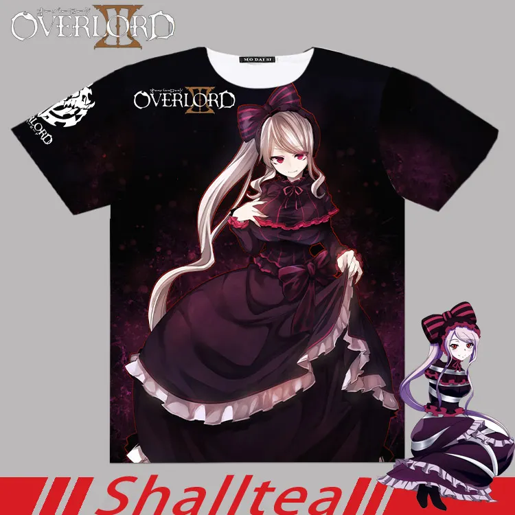 Мужская и женская футболка персонаж аниме Overlord Albedo Shalltear косплей Полный Рисунок с