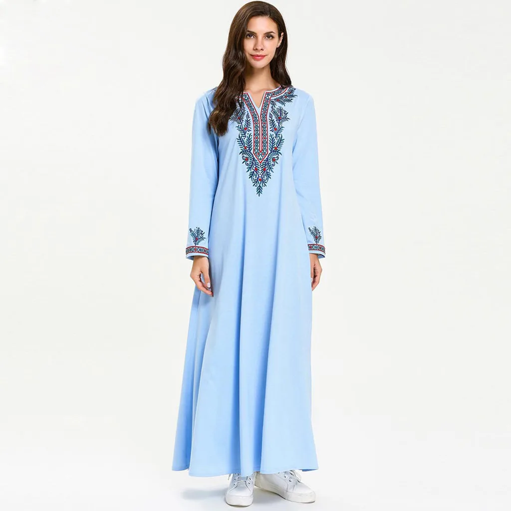 Мусульманское женское платье с длинным рукавом Дубай Макси abaya jalabiya Исламский